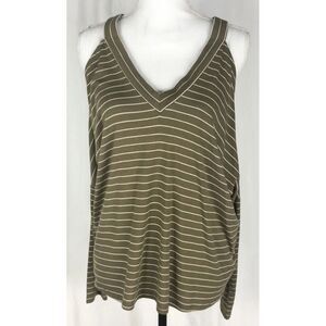 Express Women's Top Cold Shoulder Green White Striped Size SP‎ Long Sleeve